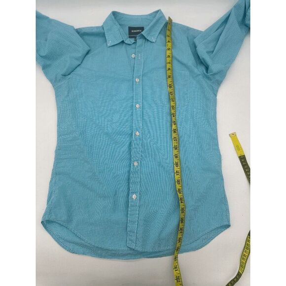Bonobos Men Button Down Shirt Checkered Slim Fit Sz M Cotton Blue Made in India - Picture 6 of 6